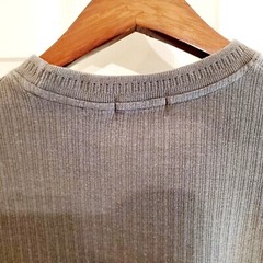 Vintage 90s Claiborne Mens Grey Verticle Lines Ribbed Crew Neck T-Shirt Men’s M