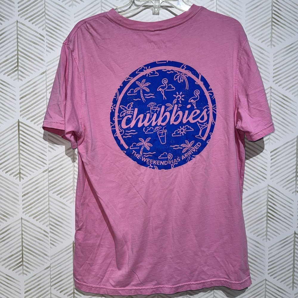 Chubbies The Weekend Has Arrived Graphic Pink Pocket Tshirt Cotton Medium