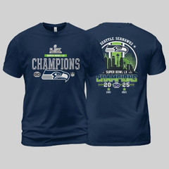 Seattle Seahawks Super Bowl LX 2026 2-Sided Champions T-Shirt S-5XL