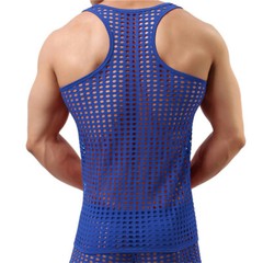 Mens Mesh Fishnet Sleeveless T Shirts Tank Tops Sexy Muscle Bodybuilding Vests