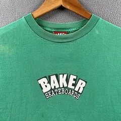 Vintage Baker Skateboards Shirt Mens Medium Green Box Logo Y2K Andrew Reynolds