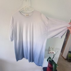 ComfortWash Blue Ombre Oversized T Shirt 2XL Casual Cotton Tee