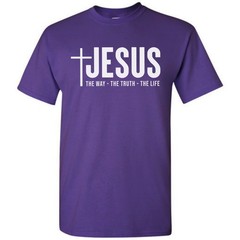 Jesus Christ Cross The Way Truth Life T-Shirt Faith in God Christian Bible Tee