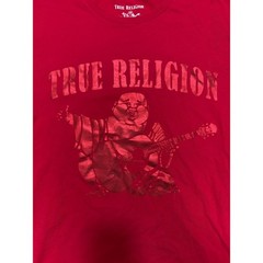 True Religion Mens Red Metallic Foil Buddha World Tour Graphic T-Shirt Size M