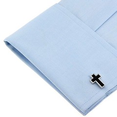 Christian Cross BLK Black Cufflinks Pair Mens Formal Shirt Cuff Links Ties