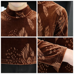 Men Velvet Shirts Tops Blouse Basic T-shirts Casual Slim Turtle Neck