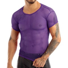 Mens Tops Tank Vest Crop Top Fishnet Holiday Mesh Muscle See Through Shirt