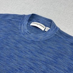Jhane Barnes Silk T-Shirt Mens Large Blue Striped Crew Neck Short Sleeve