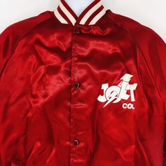 Vintage Jolt Cola Red Satin 100% Nylon Bomber Jacket WestArt Lined Size XL