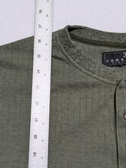 Consensus Sportswear Ribbed Henley Long Sleeve Shirt Size L Mossy Green Cotton