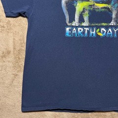 Vintage Earth Day Elephant Graphic T Shirt Mens XL Navy Blue Cotton Nature Tee