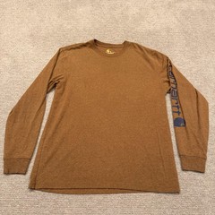 Carhartt Shirt Mens Medium Brown Long Sleeve Logo Workwear Tee Original Fit Work