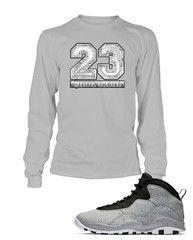 Mens 23 Street Graphic Sneaker Tee Shirt to Match J10 Light Smoke Shoe Big Tall
