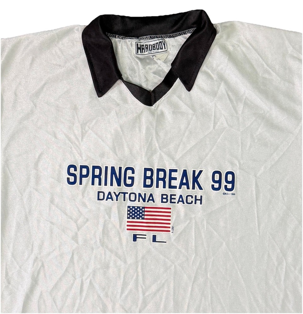 Daytona Beach Satin Feel White Shirt L/XL 1999 Spring Break Florida USA