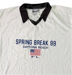 Daytona Beach Satin Feel White Shirt L/XL 1999 Spring Break Florida USA