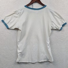 VTG Hanesport T-Shirt Men’s M Cream Teal Ringer Paper Thin Alpha Gamma Sigma 60s