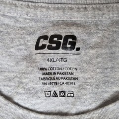 CSG Shirt Mens 4XL Heather Gray Crewneck Short Sleeve 100% Cotton Big & Tall