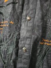 KOYO JEANS Shirt Mens L Navy Contrast Button Up Embroider Street Y2K Cotton Pkt