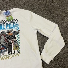 VANS x One Piece Straw Hat Pirates Character Letter Print Long Sleeve T-Shirt M