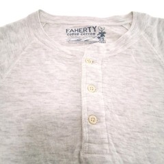 Faherty Henley Shirt Men’s Large Heather Ivory Cloud Cotton Long Sleeve EUC