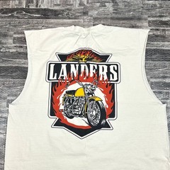 Landers Supply House Shirt Mens XXL Off White Ring Of Fire Sleeveless Tank