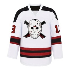 Friday The 13th Jason Voorhees Mask Hockey Jersey Movie Horror White XXL 2XL