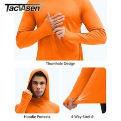 UPF 50+ Hooded T-Shirts Mens Quick Dry UV Block Lightweight Fishing Shirts Tops