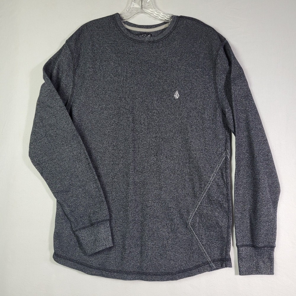 Volcom Men’s XL Encore Marled Thermal Long Sleeve Crew Neck T-Shirt Gray Cotton