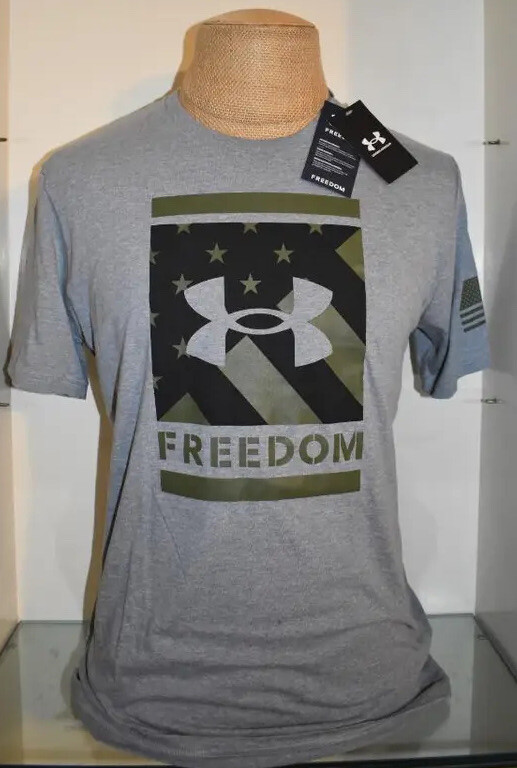 Under Armour Freedom USA Men’s T-Shirt 1377075 035 Gray/Black/Army Green NWT