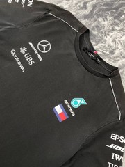 Mercedes AMG Petronas F1 Black Short Sleeve Big Logo T-Shirt Men Size XL Balck
