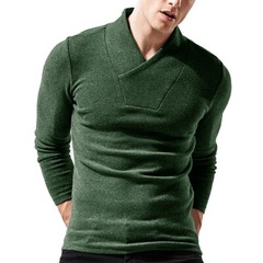 Zonbailon men’s T-shirt solid color warm thickened bottomed shirt long sleeve