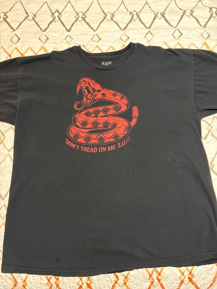 5.11 Tactical Don’t Tread On Me Shirt Mens 2XL Black Gadsden Snake Graphic Tee
