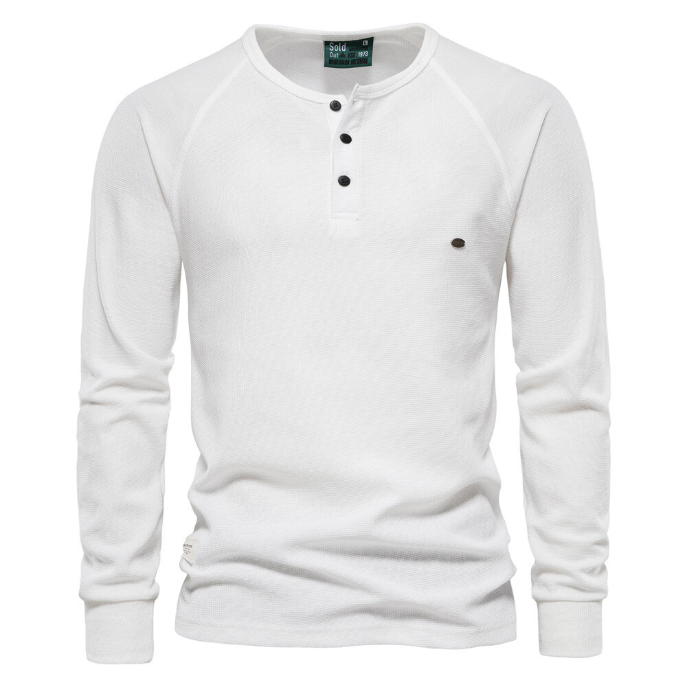 Zonbailon men’s t-shirt solid color crew neck bottomed shirt long sleeve autumn