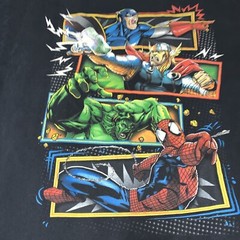 Vintage 20s Mad Engine Marvel Thor Hulk Spider-Man Captain A T-shirt Size Large