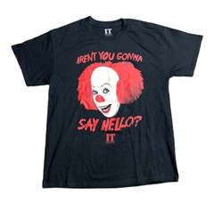 IT The Movie Arent You Gonna Say Hello Pennywise Black T-Shirt Men’s Large