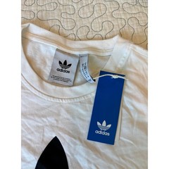 Adidas Originals Mens Trefoil Logo Graphic T-Shirt White Black Size Medium