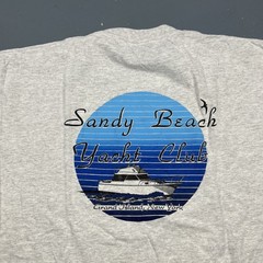 Vintage 90s Sandy Beach Yacht Club Tshirt Dbl Sided Grey XL VTG Casual Summer