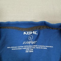 Kuhl Shirt Mens Large Blue Wildfibre Organic Cotton Tee Outdoor Hike Climb