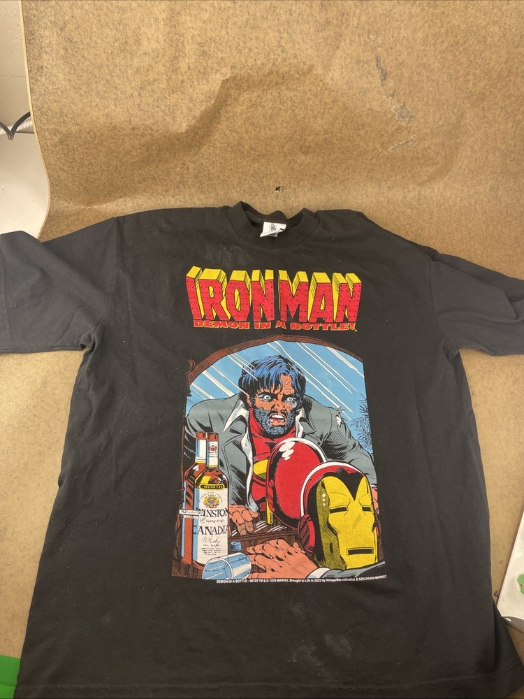 VintageMarvelAddict x Szechuan Market Iron Man “Demon in a Bottle” Medium Tee
