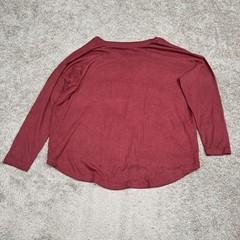 Well Worn Mens XL Burgundy Marled V-Neck Long Sleeve Oversized Pullover Top