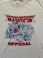 VTG Stedman T Shirt Mens Large White Graphic Print Richmond Newspapers Marathon