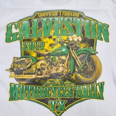 Galveston 2017 Motorcycle Rally Graphic T-Shirt White 3XL TX Biker SUNA Mens