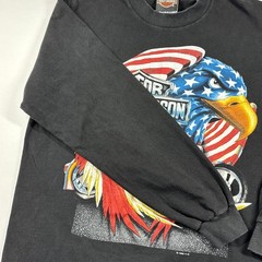 Vintage Harley Davidson 1996 Pacific Honolulu Long Sleeve T-Shirt Eagle Flag M
