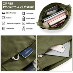KALIDI Canvas Tote Bag Large Hobo Crossbody Shoulder Handbag Zipper Messenger…