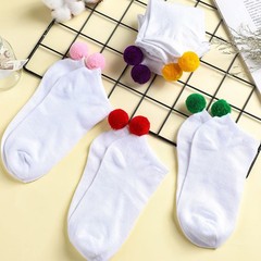 Vicenpal 8 Pairs Women Pom Pom Socks Ankle with Balls on the Back Cosplay Sea…