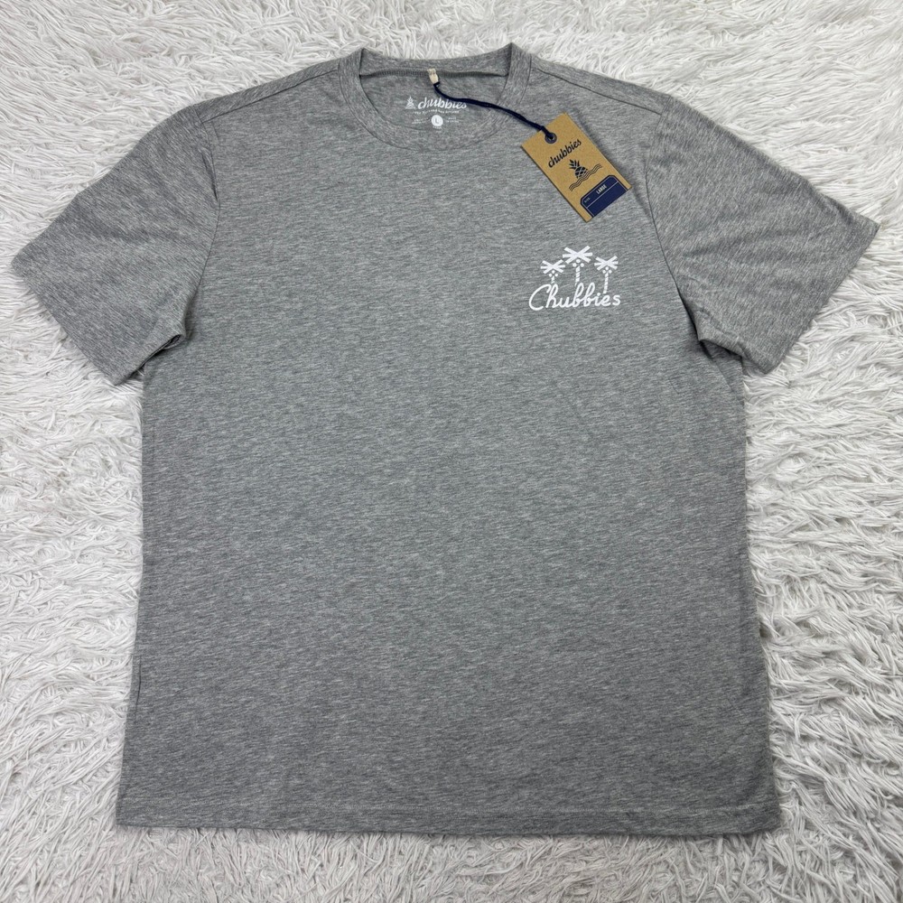 NWT Chubbies Shirt Mens Large Gray Triple Palm Graphic Short Sleeve T Shirt L