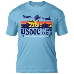 USMC Beach Party Blue T-Shirt- Vintage Amphibious Assault US Marine Corps Shirt