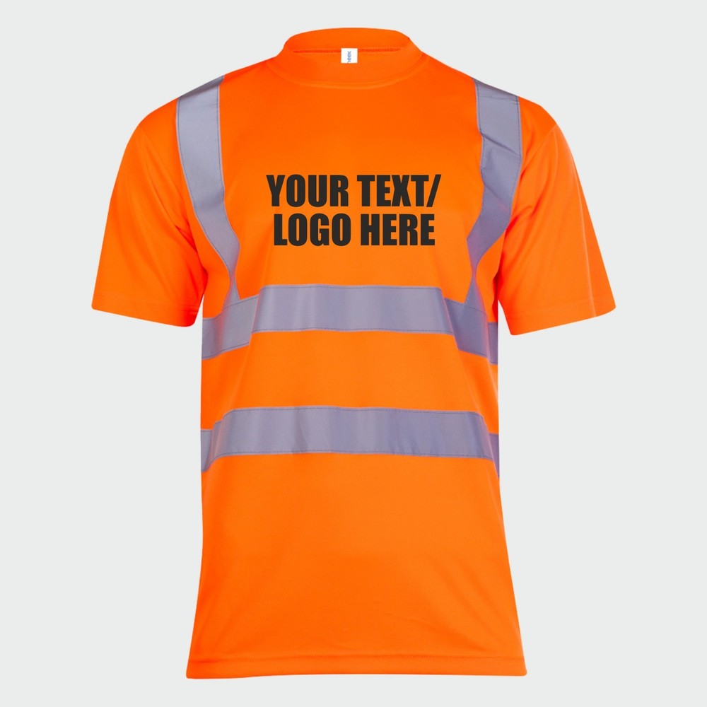 Personalised Printed Uneek Hi Vis Short Sleeve T-Shirt Custom Text Work Wear Top