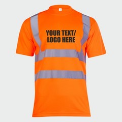 Personalised Printed Uneek Hi Vis Short Sleeve T-Shirt Custom Text Work Wear Top