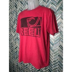 MENS REEL LIFE LARGE RED GRAPHIC LOGO SOFT SHORT SLEEVE SOFT CREW NECK T SHIRT